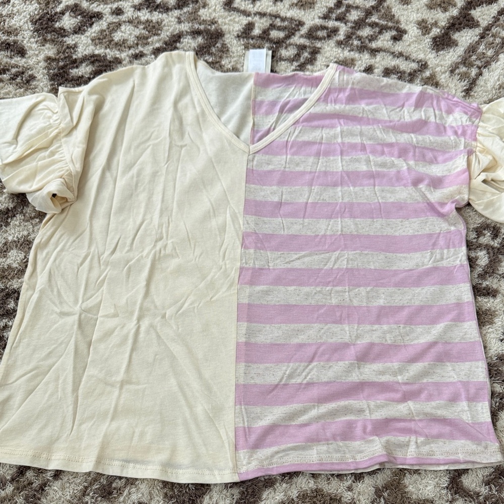 Vocal Striped V-Neck Top